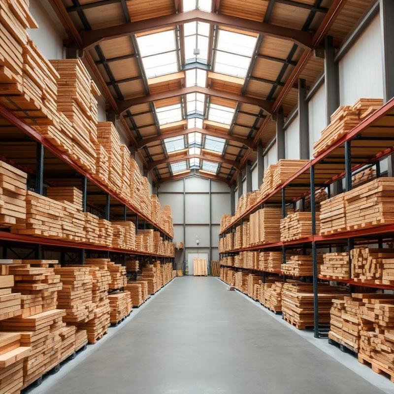 Virkeslager och lagerhall